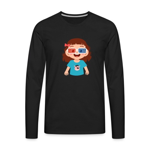 Girl red blue 3D glasses doing Vision Therapy - Men's Premium Long Sleeve T-Shirt