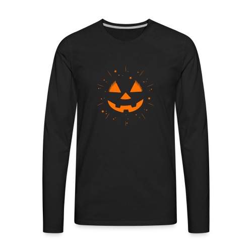 SKM Pumpkin Face & Stars, Orange - Men's Premium Long Sleeve T-Shirt