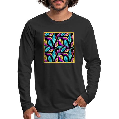 Chroma Leaf Luminance Neon Pattern - Men's Premium Long Sleeve T-Shirt