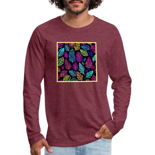 Luminous Foliage Tapestry: Neon Leaves Symphony - Men's Premium Long Sleeve T-Shirt