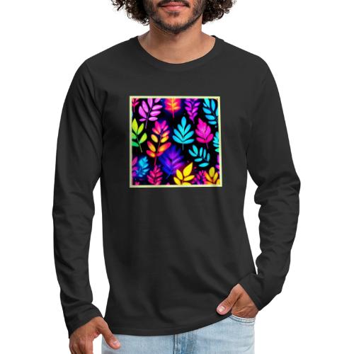 Neon Leaves Abstract Pattern - Men's Premium Long Sleeve T-Shirt