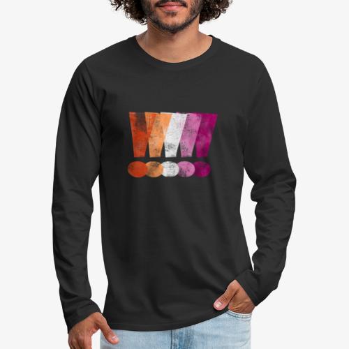 Distressed Lesbian Pride Graphic Exclamation - Men's Premium Long Sleeve T-Shirt