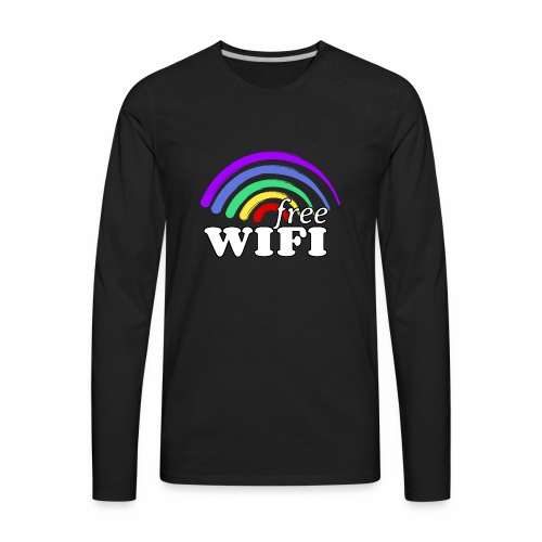 Funny Free Gay Pride Rainbow WiFi - Send Love - Men's Premium Long Sleeve T-Shirt