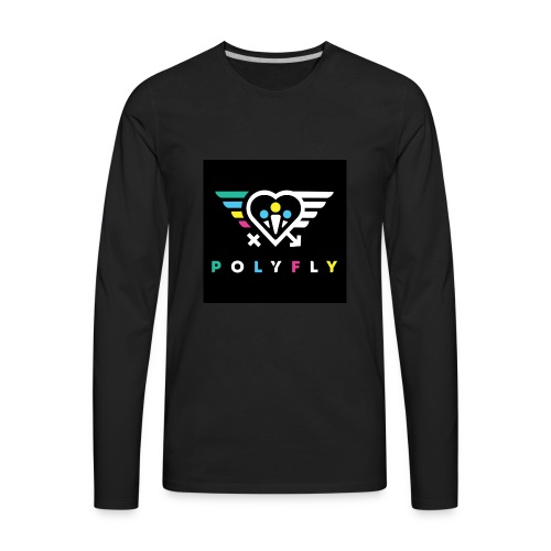 PolyFly Official Logo Wht Color - Men's Premium Long Sleeve T-Shirt