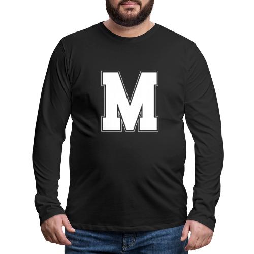 White Letter M – Varsity Alphabet Monogram - Men's Premium Long Sleeve T-Shirt