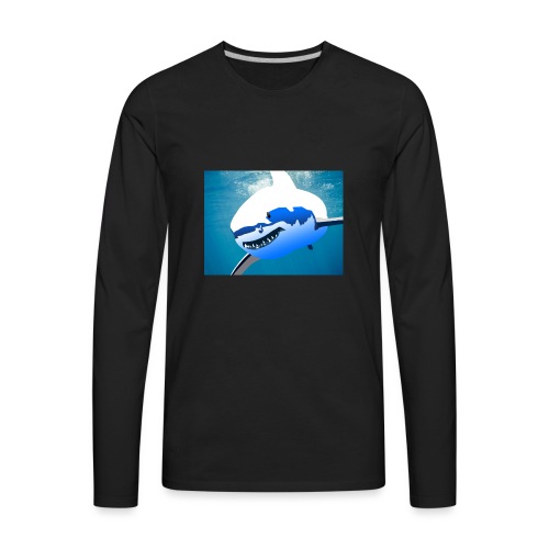Super Lit Shark Drawing by Adam Tennant - Men's Premium Long Sleeve T-Shirt
