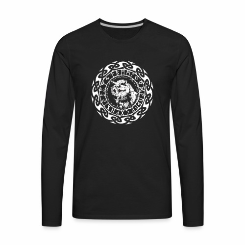 Fenrir Geri Freki Wolf Viking Tribal Runes - Men's Premium Long Sleeve T-Shirt