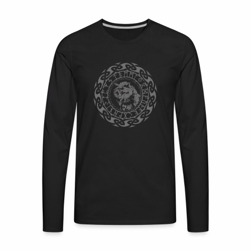 Fenrir Geri Freki Wolf Viking Tribal Runes - Men's Premium Long Sleeve T-Shirt