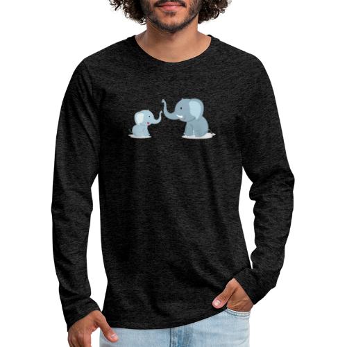 Father and Baby Son Elephant - Men's Premium Long Sleeve T-Shirt