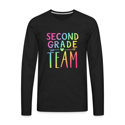 Second Grade Team Neon Rainbow Teacher T-Shirts - Men's Premium Long Sleeve T-Shirt