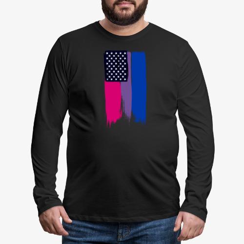 Bisexual Painted Stars and Stripes - Men's Premium Long Sleeve T-Shirt