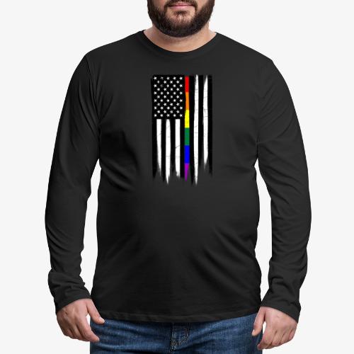 LGBTQ Thin Line Amercian Flag - Men's Premium Long Sleeve T-Shirt