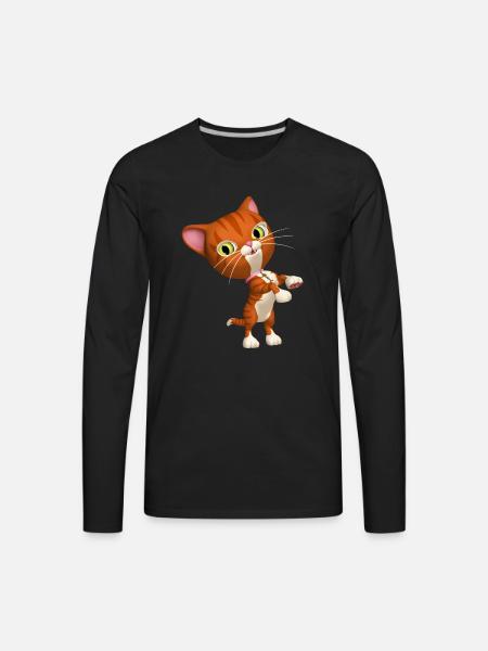 Orange Tabby Cat - Men's Premium Long Sleeve T-Shirt - black