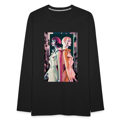 Trench Coats - Vibrant Colorful Fashion Portrait - Men's Premium Long Sleeve T-Shirt
