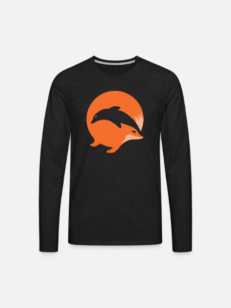 Fox or Dolphin in this fun optical illusion - Men's Premium Long Sleeve T-Shirt - black