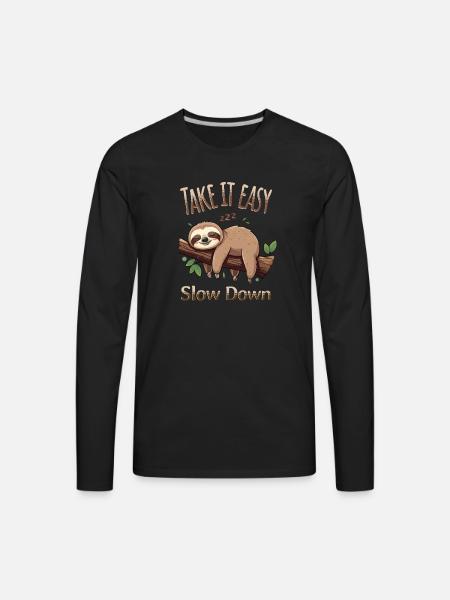Sloth Take It Easy - Men's Premium Long Sleeve T-Shirt - black