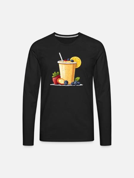 Citrus Berry Smoothie Cup - Men's Premium Long Sleeve T-Shirt - black
