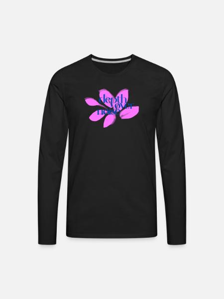 Depth Over Noise Floral - Men's Premium Long Sleeve T-Shirt - black