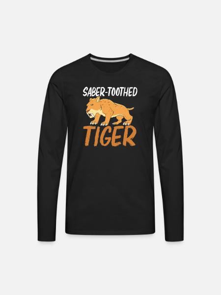 Prehistoric Smilodon Sabertooth Tiger - Men's Premium Long Sleeve T-Shirt - black