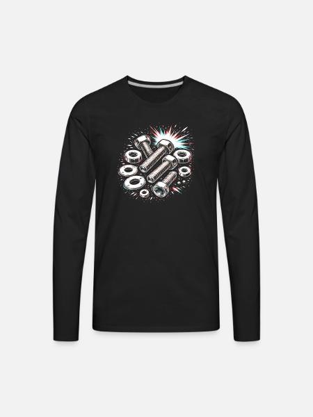 Screws Nuts Mechanic Tool Design - Men's Premium Long Sleeve T-Shirt - black