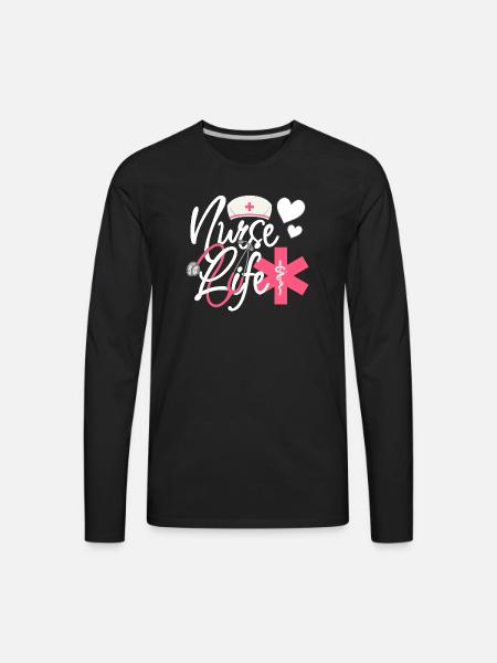 Nurse Life – Heart & Stethoscope Pride - Men's Premium Long Sleeve T-Shirt - black