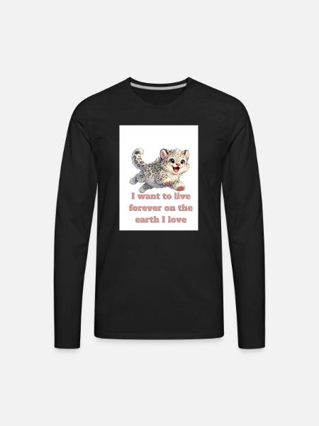 Happy Snow Leopard Design - Men's Premium Long Sleeve T-Shirt - black