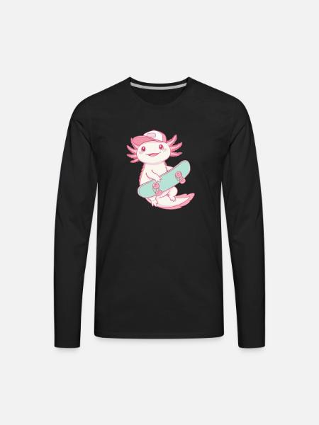 Axolotl Skater - Men's Premium Long Sleeve T-Shirt - black