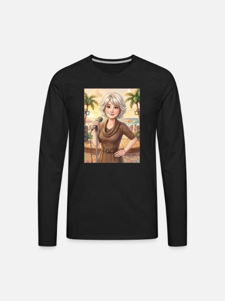 Beach Singer at Sunset - Men's Premium Long Sleeve T-Shirt - black