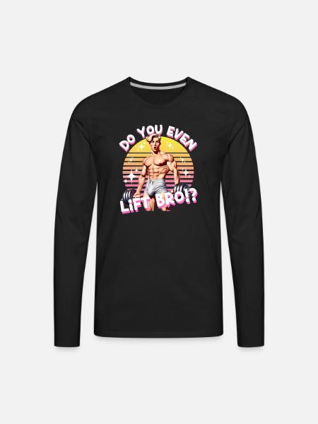 Retro Muscle Lift Meme - Men's Premium Long Sleeve T-Shirt - black
