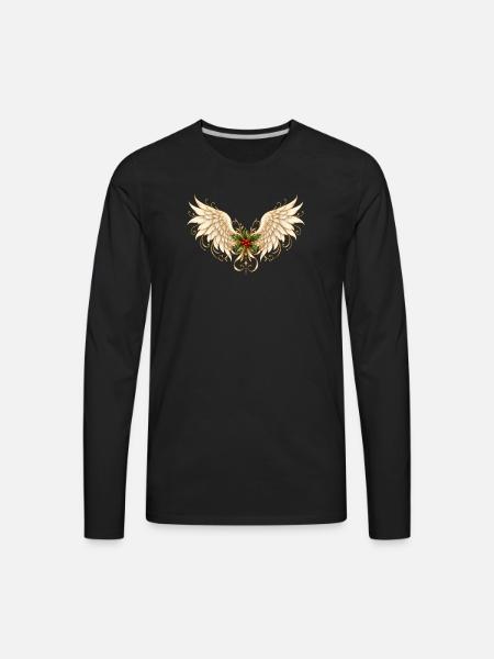 Holly Winged Halo Ornament - Men's Premium Long Sleeve T-Shirt - black