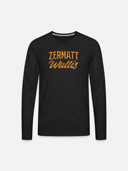 Zermatt Wallis Alpine Script - Men's Premium Long Sleeve T-Shirt - black