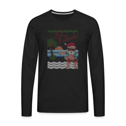 Ugly Christmas Sweater Hawaiian Dancing Santa - Men's Premium Long Sleeve T-Shirt