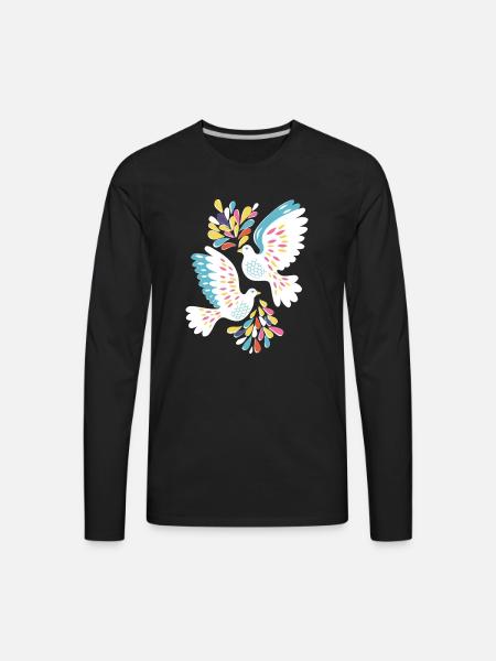 Peace Doves - Men's Premium Long Sleeve T-Shirt - black