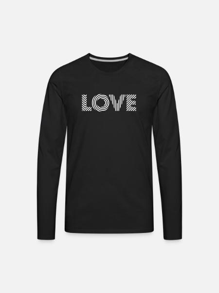 Love Square – Romantic Text Art - Men's Premium Long Sleeve T-Shirt - black