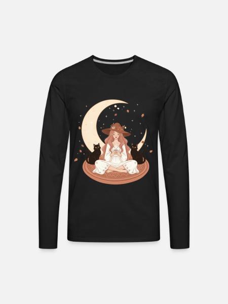 Enchanted Autumn Witch & Moonlight - Men's Premium Long Sleeve T-Shirt - black