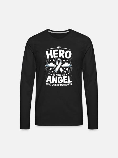 Lung Cancer Awareness Hero Design - Men's Premium Long Sleeve T-Shirt - black