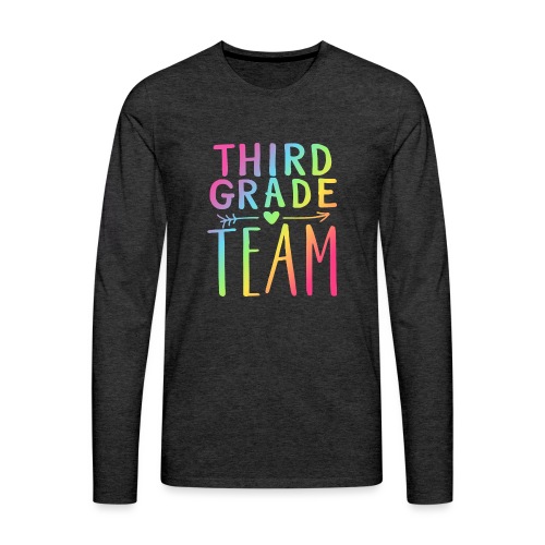 Third Grade Team Neon Rainbow Teacher T-Shirts - Men's Premium Long Sleeve T-Shirt