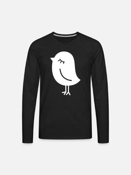 Cute Sparrow Chick – Tweeting Birdie - Men's Premium Long Sleeve T-Shirt - black