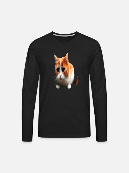 3d Funny Cat Face - Men's Premium Long Sleeve T-Shirt - black