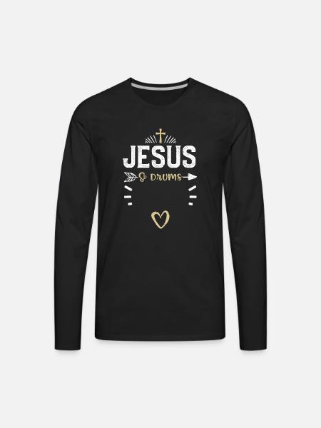Jesus & Drums - Jesus - Men's Premium Long Sleeve T-Shirt - black