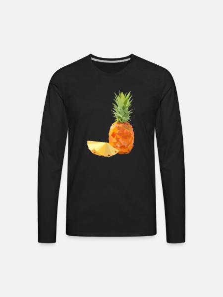 lowpoly pineapple fruit - Men's Premium Long Sleeve T-Shirt - black
