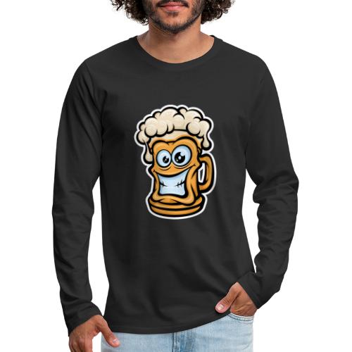 Happy Beer Mug, Cartoon Style - Men's Premium Long Sleeve T-Shirt