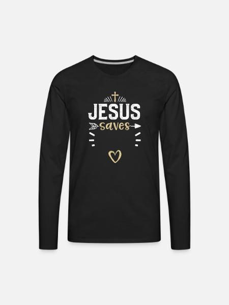 Jesus Saves - Jesus - Men's Premium Long Sleeve T-Shirt - black