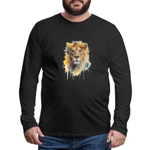 Watercolor Lion Portrait - Men's Premium Long Sleeve T-Shirt