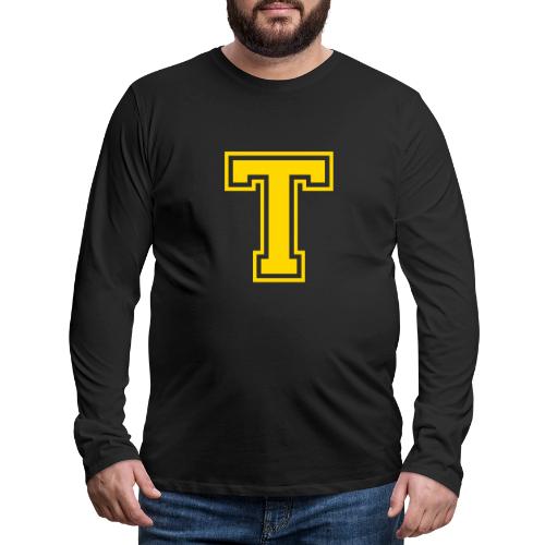 Letter T – Capital Athletic Alphabet Monogram - Men's Premium Long Sleeve T-Shirt