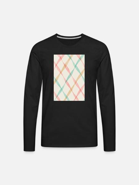 Pastel Diagonal Plaid - Men's Premium Long Sleeve T-Shirt - black