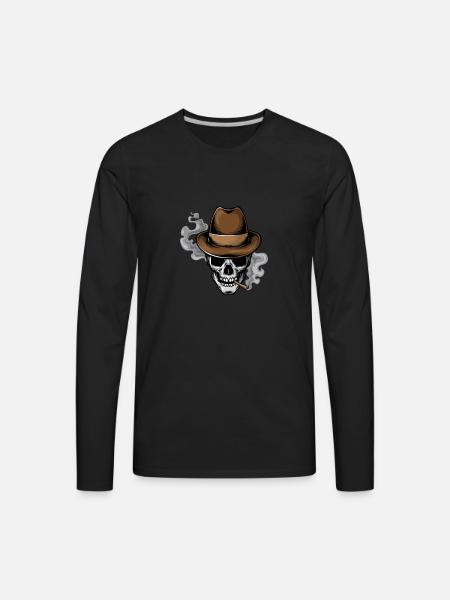 skull smoke - Men's Premium Long Sleeve T-Shirt - black