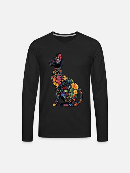 Russian Blue Cat - Men's Premium Long Sleeve T-Shirt - black