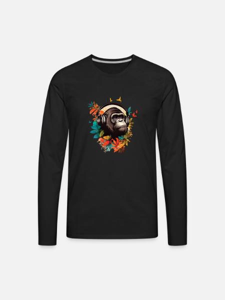 Gorilla DJ Jungle - Men's Premium Long Sleeve T-Shirt - black