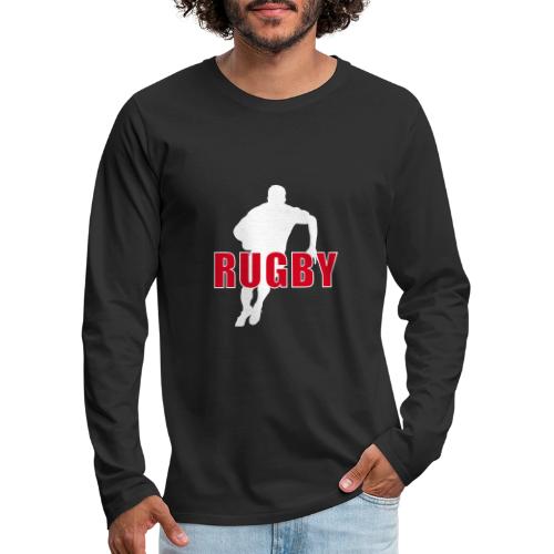 Bold Rugby Action Silhouette - Men's Premium Long Sleeve T-Shirt